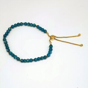 PAJ Blue Beaded Adjustable Bracelet Gold Tone Chain